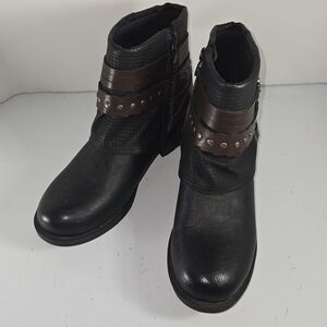 N778 Global‎ Win Black and Brown Ankle Booties Size 6.5